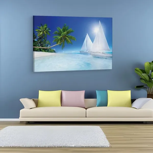 Multicolor_Summer_Tropical_Beach_Paradise,_Wooden_Framed_Canvas_Paintings_|_For_Home_Decor_|_Bedroom,_Living_Room,Wall_Decoration_|_Wall_Art_Painting,_Ct0602,_Size_16_X_24_In