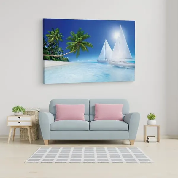 Multicolor_Summer_Tropical_Beach_Paradise,_Wooden_Framed_Canvas_Paintings_|_For_Home_Decor_|_Bedroom,_Living_Room,Wall_Decoration_|_Wall_Art_Painting,_Ct0602,_Size_16_X_24_In