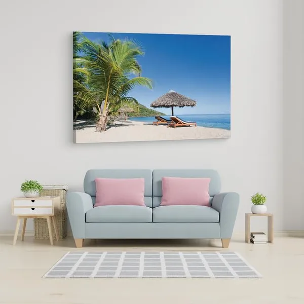 Multicolor_Maldives_Beach_Lounge,_Wooden_Framed_Canvas_Paintings_|_For_Home_Decor_|_Bedroom,_Living_Room,Wall_Decoration_|_Wall_Art_Painting,_Ct0603,_Size_16_X_24_In