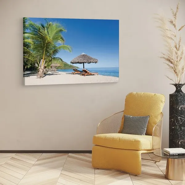 Multicolor_Maldives_Beach_Lounge,_Wooden_Framed_Canvas_Paintings_|_For_Home_Decor_|_Bedroom,_Living_Room,Wall_Decoration_|_Wall_Art_Painting,_Ct0603,_Size_16_X_24_In