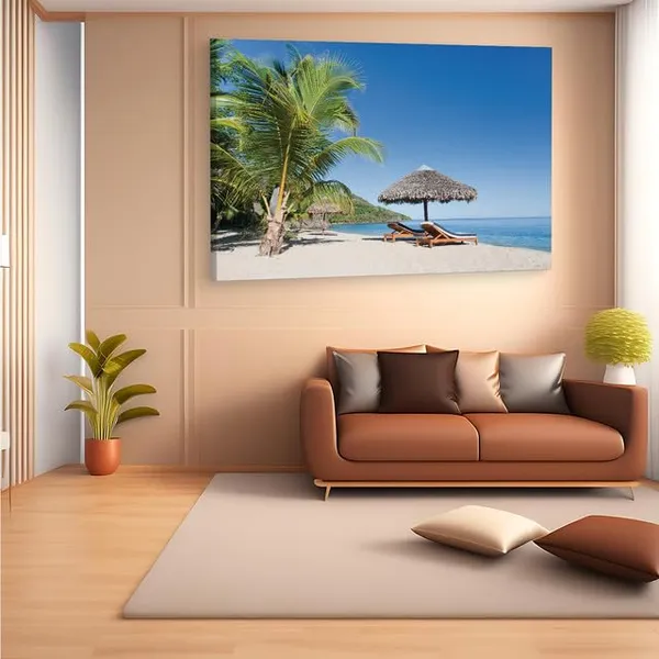 Multicolor_Maldives_Beach_Lounge,_Wooden_Framed_Canvas_Paintings_|_For_Home_Decor_|_Bedroom,_Living_Room,Wall_Decoration_|_Wall_Art_Painting,_Ct0603,_Size_16_X_24_In