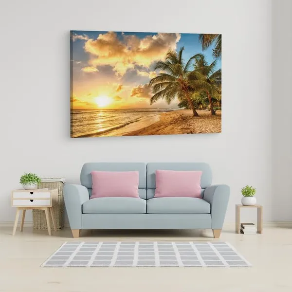 Multicolor_Tropical_Paradise_Beach_Palms_Sea,_Wooden_Framed_Canvas_Paintings_|_For_Home_Decor_|_Bedroom,_Living_Room,Wall_Decoration_|_Wall_Art_Painting,_Ct0605,_Size_16_X_24_In