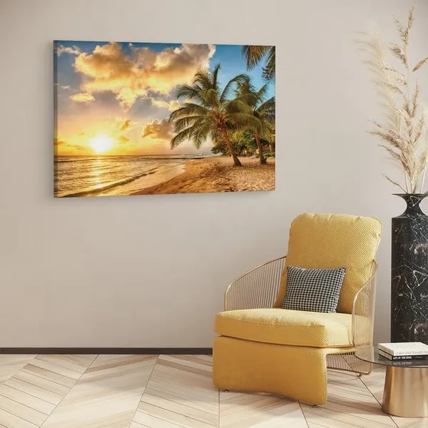 Multicolor_Tropical_Paradise_Beach_Palms_Sea,_Wooden_Framed_Canvas_Paintings_|_For_Home_Decor_|_Bedroom,_Living_Room,Wall_Decoration_|_Wall_Art_Painting,_Ct0605,_Size_16_X_24_In