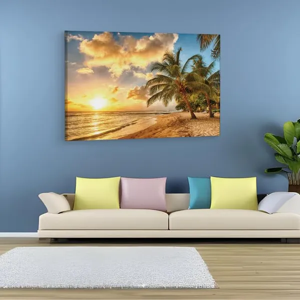 Multicolor_Tropical_Paradise_Beach_Palms_Sea,_Wooden_Framed_Canvas_Paintings_|_For_Home_Decor_|_Bedroom,_Living_Room,Wall_Decoration_|_Wall_Art_Painting,_Ct0605,_Size_16_X_24_In