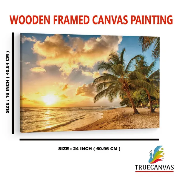 Multicolor_Tropical_Paradise_Beach_Palms_Sea,_Wooden_Framed_Canvas_Paintings_|_For_Home_Decor_|_Bedroom,_Living_Room,Wall_Decoration_|_Wall_Art_Painting,_Ct0605,_Size_16_X_24_In
