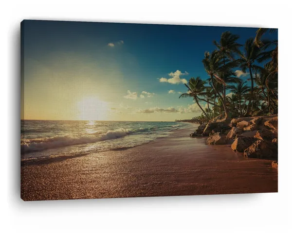Multicolor_Sunrise_Tropical_Island_Beach,_Wooden_Framed_Canvas_Paintings_|_For_Home_Decor_|_Bedroom,_Living_Room,Wall_Decoration_|_Wall_Art_Painting,_Ct0612,_Size_16_X_24_In