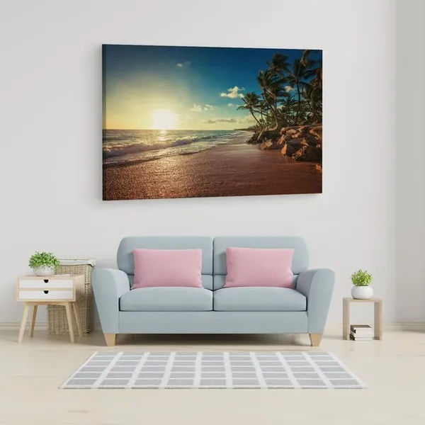 Multicolor_Sunrise_Tropical_Island_Beach,_Wooden_Framed_Canvas_Paintings_|_For_Home_Decor_|_Bedroom,_Living_Room,Wall_Decoration_|_Wall_Art_Painting,_Ct0612,_Size_16_X_24_In