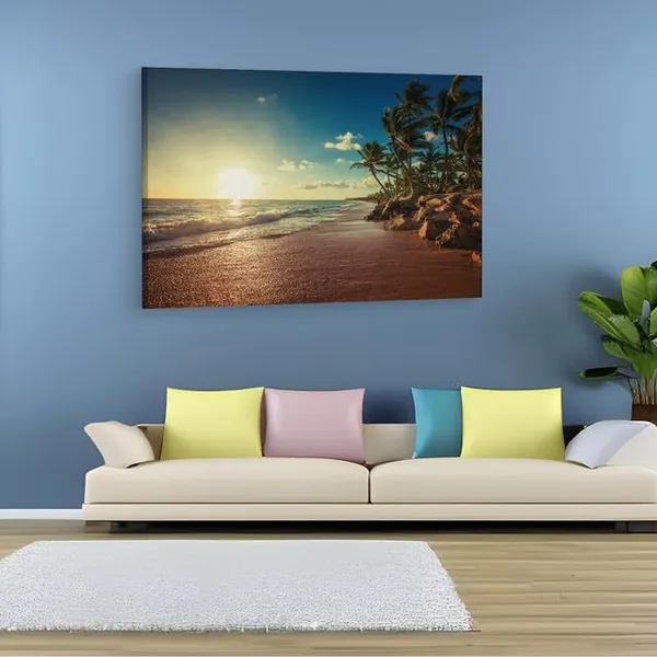 Multicolor_Sunrise_Tropical_Island_Beach,_Wooden_Framed_Canvas_Paintings_|_For_Home_Decor_|_Bedroom,_Living_Room,Wall_Decoration_|_Wall_Art_Painting,_Ct0612,_Size_16_X_24_In