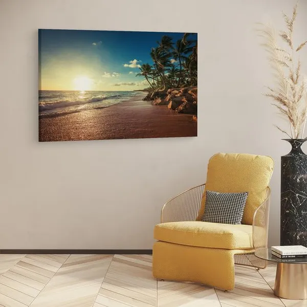 Multicolor_Sunrise_Tropical_Island_Beach,_Wooden_Framed_Canvas_Paintings_|_For_Home_Decor_|_Bedroom,_Living_Room,Wall_Decoration_|_Wall_Art_Painting,_Ct0612,_Size_16_X_24_In