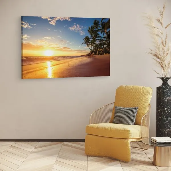 Multicolor_Global_Fusion_Orange_Tropical_Sunset_Mural,_Wooden_Framed_Canvas_Paintings_|_For_Home_Decor_|_Bedroom,_Living_Room,Wall_Decoration_|_Wall_Art_Painting,_Ct0613,_Size_16_X_24_In