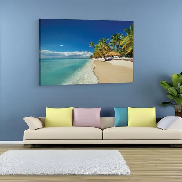 Multicolor_Playa_Bavaro_Punta_Cana,_Wooden_Framed_Canvas_Paintings_|_For_Home_Decor_|_Bedroom,_Living_Room,Wall_Decoration_|_Wall_Art_Painting,_Ct0614,_Size_16_X_24_In