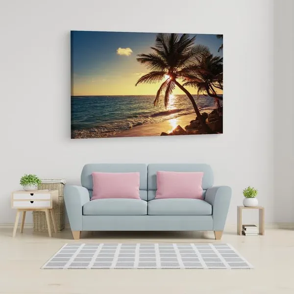 Multicolor_Sunrise_Tropical_Island_Beach,_Wooden_Framed_Canvas_Paintings_|_For_Home_Decor_|_Bedroom,_Living_Room,Wall_Decoration_|_Wall_Art_Painting,_Ct0615,_Size_16_X_24_In