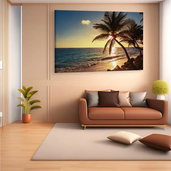 Multicolor_Sunrise_Tropical_Island_Beach,_Wooden_Framed_Canvas_Paintings_|_For_Home_Decor_|_Bedroom,_Living_Room,Wall_Decoration_|_Wall_Art_Painting,_Ct0615,_Size_16_X_24_In