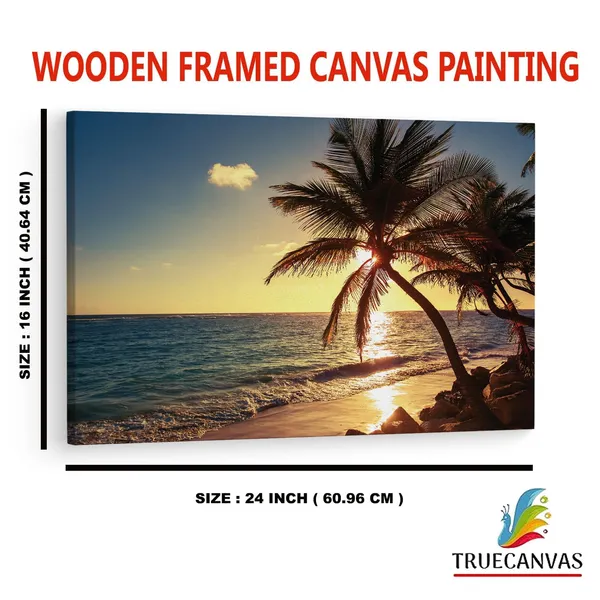 Multicolor_Sunrise_Tropical_Island_Beach,_Wooden_Framed_Canvas_Paintings_|_For_Home_Decor_|_Bedroom,_Living_Room,Wall_Decoration_|_Wall_Art_Painting,_Ct0615,_Size_16_X_24_In