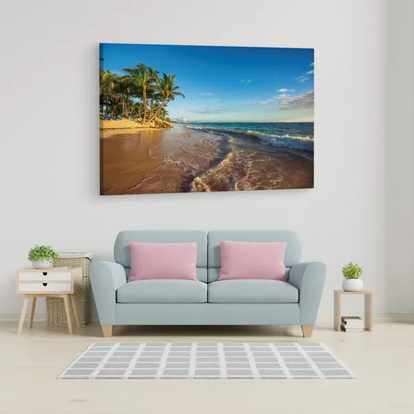 Multicolor_Paradise_Tropical_Island_Beach,_Wooden_Framed_Canvas_Paintings_|_For_Home_Decor_|_Bedroom,_Living_Room,Wall_Decoration_|_Wall_Art_Painting,_Ct0616,_Size_16_X_24_In