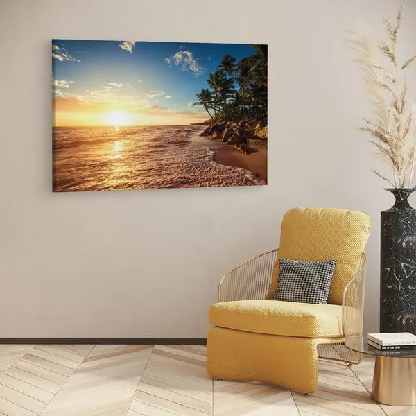 Multicolor_Tropical_Island_Beach_Sunrise,_Wooden_Framed_Canvas_Paintings_|_For_Home_Decor_|_Bedroom,_Living_Room,Wall_Decoration_|_Wall_Art_Painting,_Ct0618,_Size_16_X_24_In