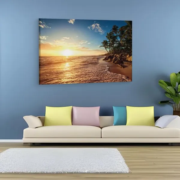 Multicolor_Tropical_Island_Beach_Sunrise,_Wooden_Framed_Canvas_Paintings_|_For_Home_Decor_|_Bedroom,_Living_Room,Wall_Decoration_|_Wall_Art_Painting,_Ct0618,_Size_16_X_24_In