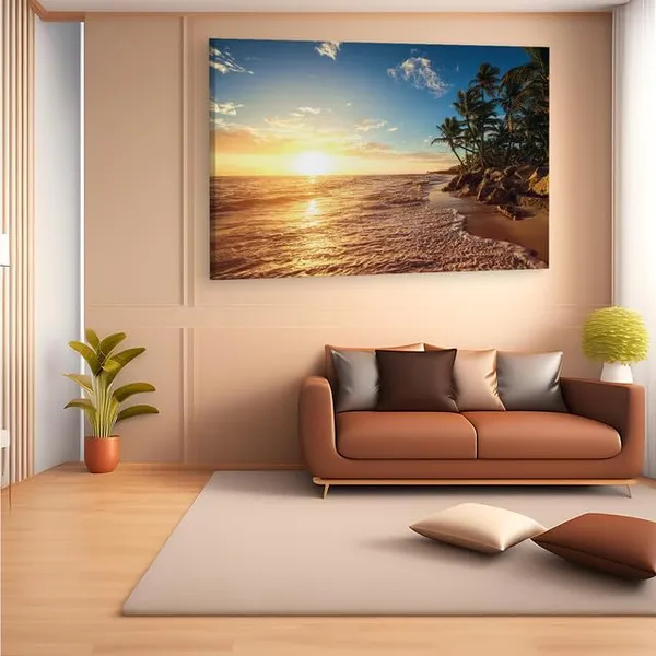 Multicolor_Tropical_Island_Beach_Sunrise,_Wooden_Framed_Canvas_Paintings_|_For_Home_Decor_|_Bedroom,_Living_Room,Wall_Decoration_|_Wall_Art_Painting,_Ct0618,_Size_16_X_24_In