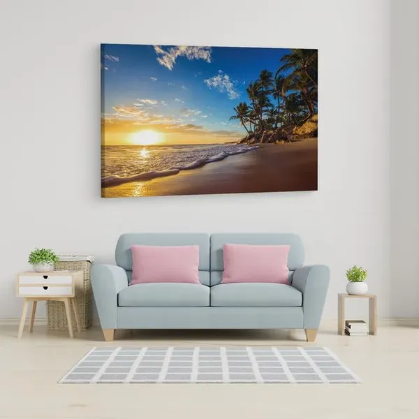Multicolor_Landscape_Of_Paradise_Tropical_Island_Beach_Sunrise,_Canvas_Wall_Paintings_|_For_Home_Decor_|_Bedroom,_Living_Room,_Kitchen_And_Gallery_Wall_Decoration_|_Ct0621,_Size_16_X_24_In