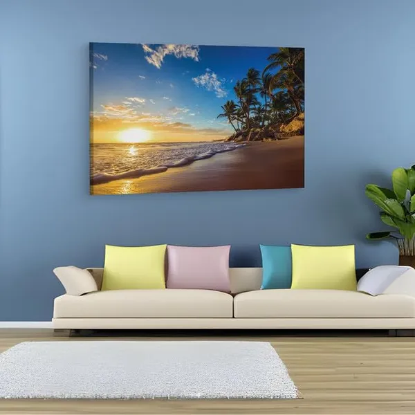 Multicolor_Landscape_Of_Paradise_Tropical_Island_Beach_Sunrise,_Canvas_Wall_Paintings_|_For_Home_Decor_|_Bedroom,_Living_Room,_Kitchen_And_Gallery_Wall_Decoration_|_Ct0621,_Size_16_X_24_In