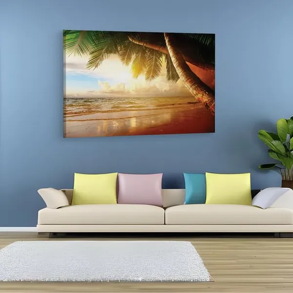 Multicolor_Beach_Tropical_Ocean_Sunset_Palm_Summer_Sea,_Wooden_Framed_Canvas_Paintings_|_For_Home_Decor_|_Bedroom,_Living_Room,Wall_Decoration_|_Wall_Art_Painting,_Ct0624,_Size_16_X_24_In