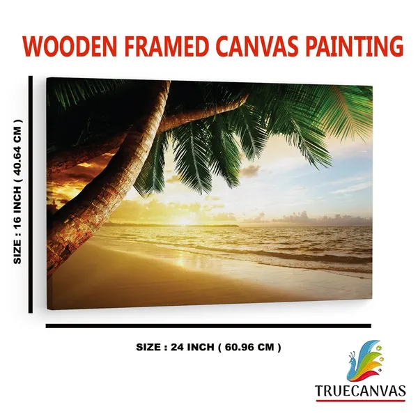 Multicolor_Papermoon_Fototapete_??aribbean_Sunrise,_Wooden_Framed_Canvas_Paintings_|_For_Home_Decor_|_Bedroom,_Living_Room,Wall_Decoration_|_Wall_Art_Painting,_Ct0625,_Size_16_X_24_In
