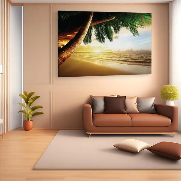 Multicolor_Papermoon_Fototapete_??aribbean_Sunrise,_Wooden_Framed_Canvas_Paintings_|_For_Home_Decor_|_Bedroom,_Living_Room,Wall_Decoration_|_Wall_Art_Painting,_Ct0625,_Size_16_X_24_In