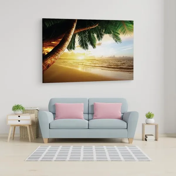 Multicolor_Papermoon_Fototapete_??aribbean_Sunrise,_Wooden_Framed_Canvas_Paintings_|_For_Home_Decor_|_Bedroom,_Living_Room,Wall_Decoration_|_Wall_Art_Painting,_Ct0625,_Size_16_X_24_In