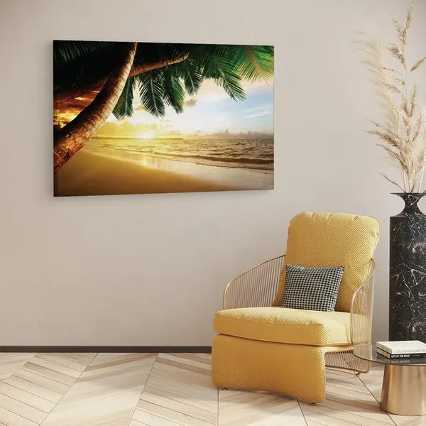 Multicolor_Papermoon_Fototapete_??aribbean_Sunrise,_Wooden_Framed_Canvas_Paintings_|_For_Home_Decor_|_Bedroom,_Living_Room,Wall_Decoration_|_Wall_Art_Painting,_Ct0625,_Size_16_X_24_In