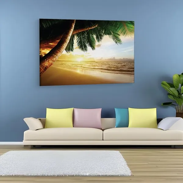 Multicolor_Papermoon_Fototapete_??aribbean_Sunrise,_Wooden_Framed_Canvas_Paintings_|_For_Home_Decor_|_Bedroom,_Living_Room,Wall_Decoration_|_Wall_Art_Painting,_Ct0625,_Size_16_X_24_In