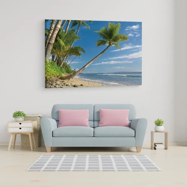 Multicolor_Palm_Tree_On_Sand_Beach,_Wooden_Framed_Canvas_Paintings_|_For_Home_Decor_|_Bedroom,_Living_Room,Wall_Decoration_|_Wall_Art_Painting,_Ct0629,_Size_16_X_24_In