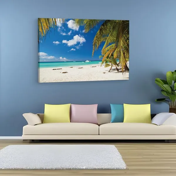 Multicolor_Beach_Sea_Palms,_Wooden_Framed_Canvas_Paintings_|_For_Home_Decor_|_Bedroom,_Living_Room,Wall_Decoration_|_Wall_Art_Painting,_Ct0630,_Size_16_X_24_In