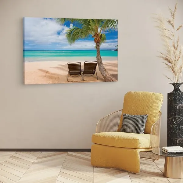 Multicolor_Palmera_Playa,_Wooden_Framed_Canvas_Paintings_|_For_Home_Decor_|_Bedroom,_Living_Room,Wall_Decoration_|_Wall_Art_Painting,_Ct0634,_Size_16_X_24_In