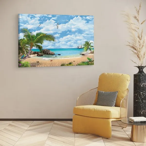 Multicolor_Mediterranean_Beach,_Wooden_Framed_Canvas_Paintings_|_For_Home_Decor_|_Bedroom,_Living_Room,Wall_Decoration_|_Wall_Art_Painting,_Ct0641,_Size_16_X_24_In