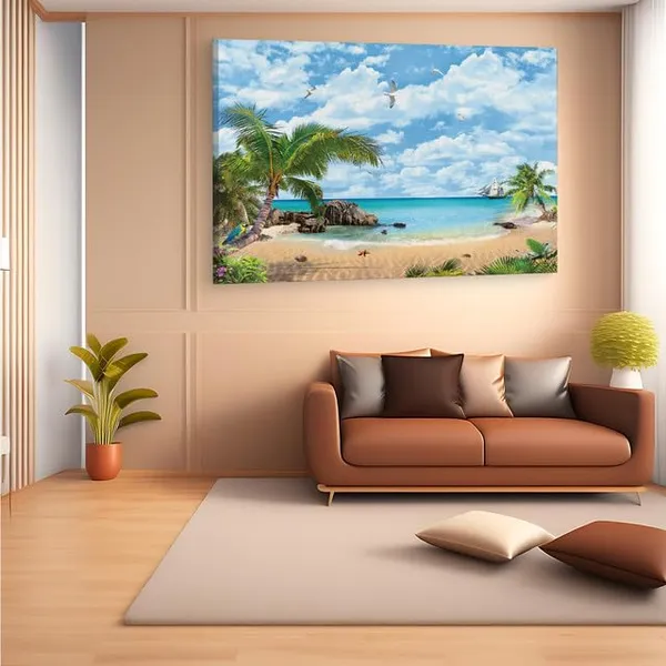 Multicolor_Mediterranean_Beach,_Wooden_Framed_Canvas_Paintings_|_For_Home_Decor_|_Bedroom,_Living_Room,Wall_Decoration_|_Wall_Art_Painting,_Ct0641,_Size_16_X_24_In
