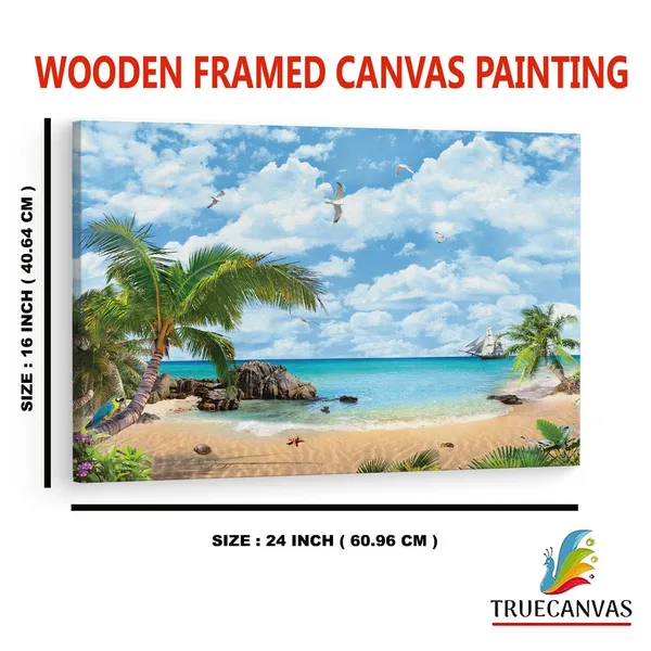 Multicolor_Mediterranean_Beach,_Wooden_Framed_Canvas_Paintings_|_For_Home_Decor_|_Bedroom,_Living_Room,Wall_Decoration_|_Wall_Art_Painting,_Ct0641,_Size_16_X_24_In