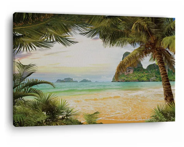 Multicolor_Tropical_Paradise_Palm_Trees_Summer_Beach,_Wooden_Framed_Canvas_Paintings_|_For_Home_Decor_|_Bedroom,_Living_Room,Wall_Decoration_|_Wall_Art_Painting,_Ct0643,_Size_16_X_24_In