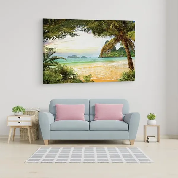 Multicolor_Tropical_Paradise_Palm_Trees_Summer_Beach,_Wooden_Framed_Canvas_Paintings_|_For_Home_Decor_|_Bedroom,_Living_Room,Wall_Decoration_|_Wall_Art_Painting,_Ct0643,_Size_16_X_24_In