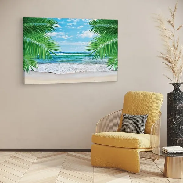 Multicolor_Hawaii_Beach_Tropical_Background,_Wooden_Framed_Canvas_Paintings_|_For_Home_Decor_|_Bedroom,_Living_Room,Wall_Decoration_|_Wall_Art_Painting,_Ct0646,_Size_16_X_24_In