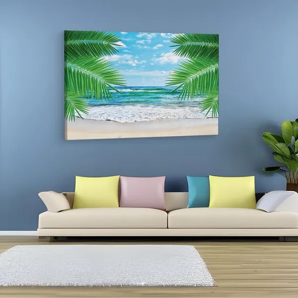 Multicolor_Hawaii_Beach_Tropical_Background,_Wooden_Framed_Canvas_Paintings_|_For_Home_Decor_|_Bedroom,_Living_Room,Wall_Decoration_|_Wall_Art_Painting,_Ct0646,_Size_16_X_24_In