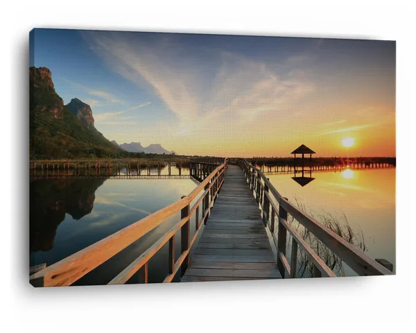 Multicolor_Sunset_Sea_View_Wooden_Bridge_Pavilion,_Wooden_Framed_Canvas_Paitings_|_For_Home_Decor_|_Bedroom,_Living_Room,Wall_Decoration_|_Wall_Art_Painting,_Ct0648,_Size_16_X_24_In