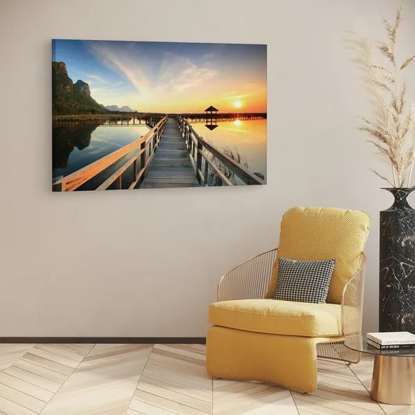 Multicolor_Sunset_Sea_View_Wooden_Bridge_Pavilion,_Wooden_Framed_Canvas_Paitings_|_For_Home_Decor_|_Bedroom,_Living_Room,Wall_Decoration_|_Wall_Art_Painting,_Ct0648,_Size_16_X_24_In