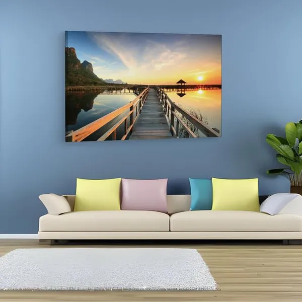 Multicolor_Sunset_Sea_View_Wooden_Bridge_Pavilion,_Wooden_Framed_Canvas_Paitings_|_For_Home_Decor_|_Bedroom,_Living_Room,Wall_Decoration_|_Wall_Art_Painting,_Ct0648,_Size_16_X_24_In