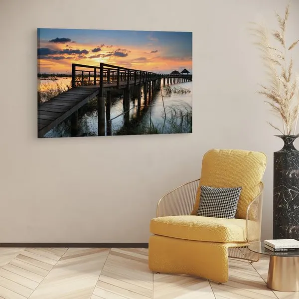 Multicolor_Wooden_Bridge_In_Lotus_Lake,_Wooden_Framed_Canvas_Paintings_|_For_Home_Decor_|_Bedroom,_Living_Room,Wall_Decoration_|_Wall_Art_Painting,_Ct0650,_Size_16_X_24_In