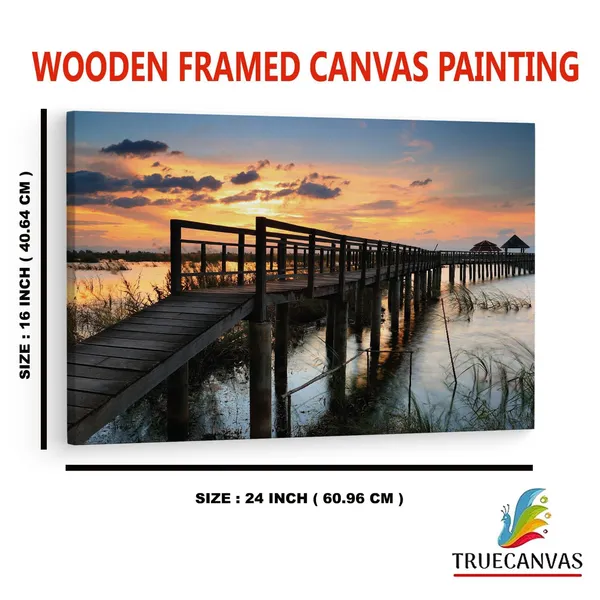Multicolor_Wooden_Bridge_In_Lotus_Lake,_Wooden_Framed_Canvas_Paintings_|_For_Home_Decor_|_Bedroom,_Living_Room,Wall_Decoration_|_Wall_Art_Painting,_Ct0650,_Size_16_X_24_In