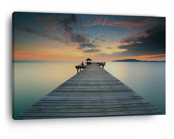 Multicolor_Seaside_Wooden_View_Bridge,_Wooden_Framed_Canvas_Paitings_|_For_Home_Decor_|_Bedroom,_Living_Room,Wall_Decoration_|_Wall_Art_Painting,_Ct0651,_Size_16_X_24_In