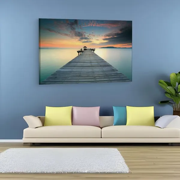 Multicolor_Seaside_Wooden_View_Bridge,_Wooden_Framed_Canvas_Paitings_|_For_Home_Decor_|_Bedroom,_Living_Room,Wall_Decoration_|_Wall_Art_Painting,_Ct0651,_Size_16_X_24_In