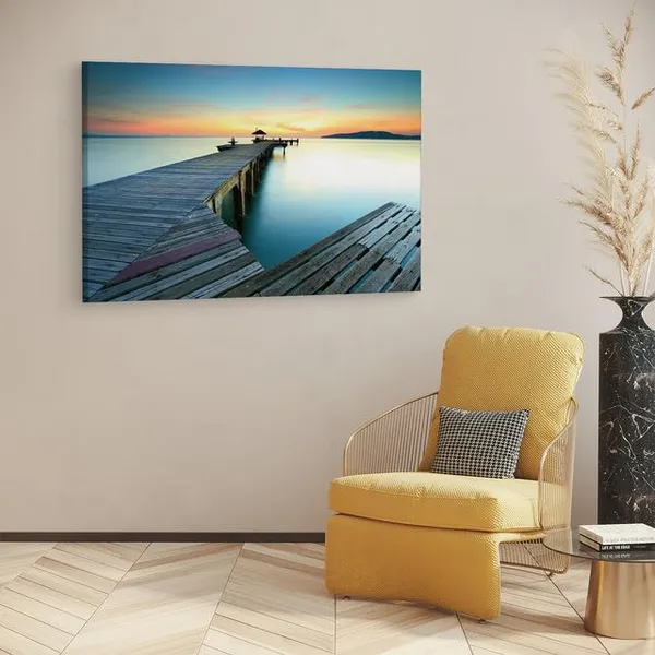 Multicolor_Nature_Horizon_Sea_Sky_Water_Dock_Sunset_Wooden_Framed_Canvas_Paintings_|_For_Home_Decor_|_Bedroom,_Living_Room,Wall_Decoration_|_Wall_Art_Painting,_Ct0654,_Size_16_X_24_In