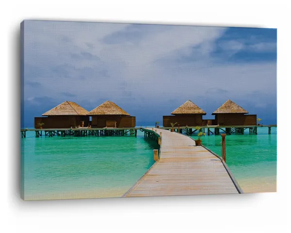 Multicolor_Beach_Sea_Bungalow,_Wooden_Framed_Canvas_Paintings_|_For_Home_Decor_|_Bedroom,_Living_Room,Wall_Decoration_|_Wall_Art_Painting,_Ct0656,_Size_16_X_24_In