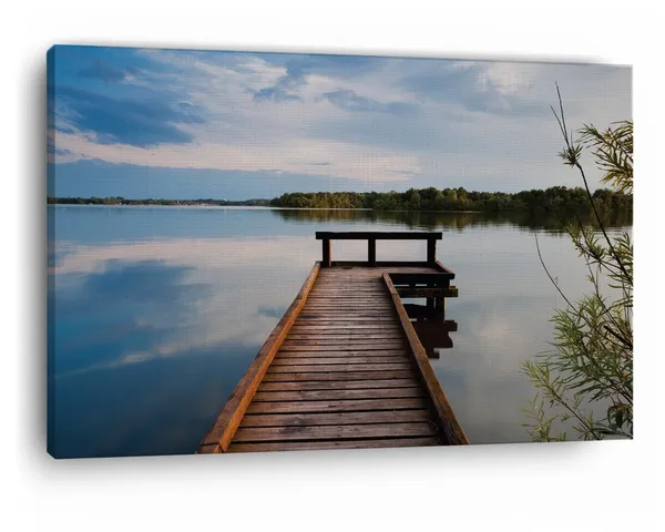 Multicolor_Wooden_Pier_On_Big_Lake,_Wooden_Framed_Canvas_Paintings_|_For_Home_Decor_|_Bedroom,_Living_Room,Wall_Decoration_|_Wall_Art_Painting,_Ct0658,_Size_16_X_24_In